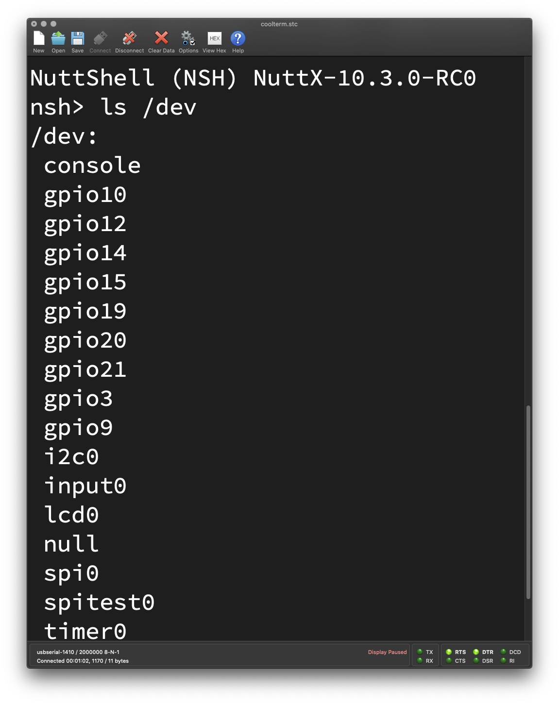 NuttX booting on PineDio Stack