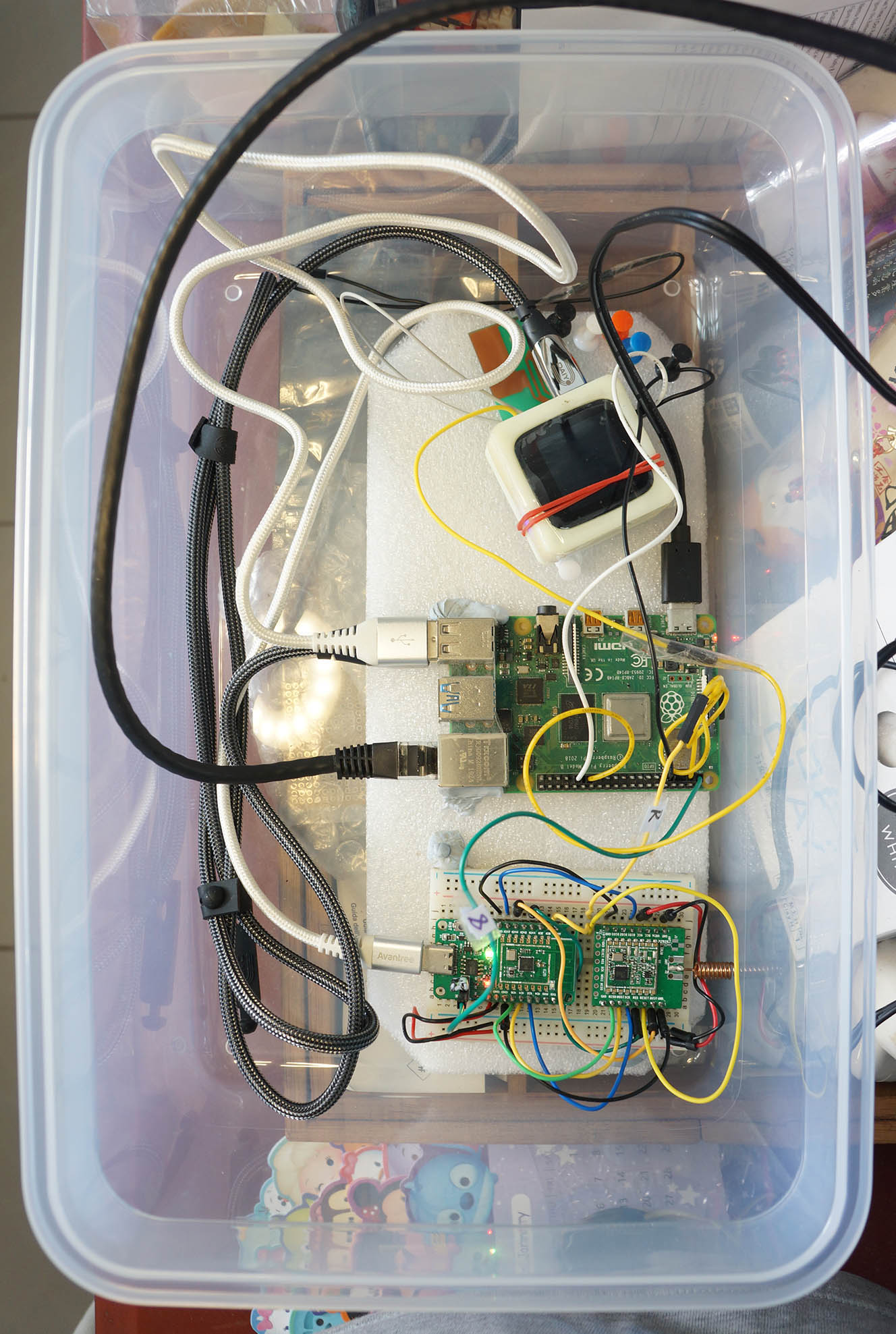 PineDio Stack BL604 (top) and PineCone BL602 (bottom) connected to Single-Board Computer for Automated Testing