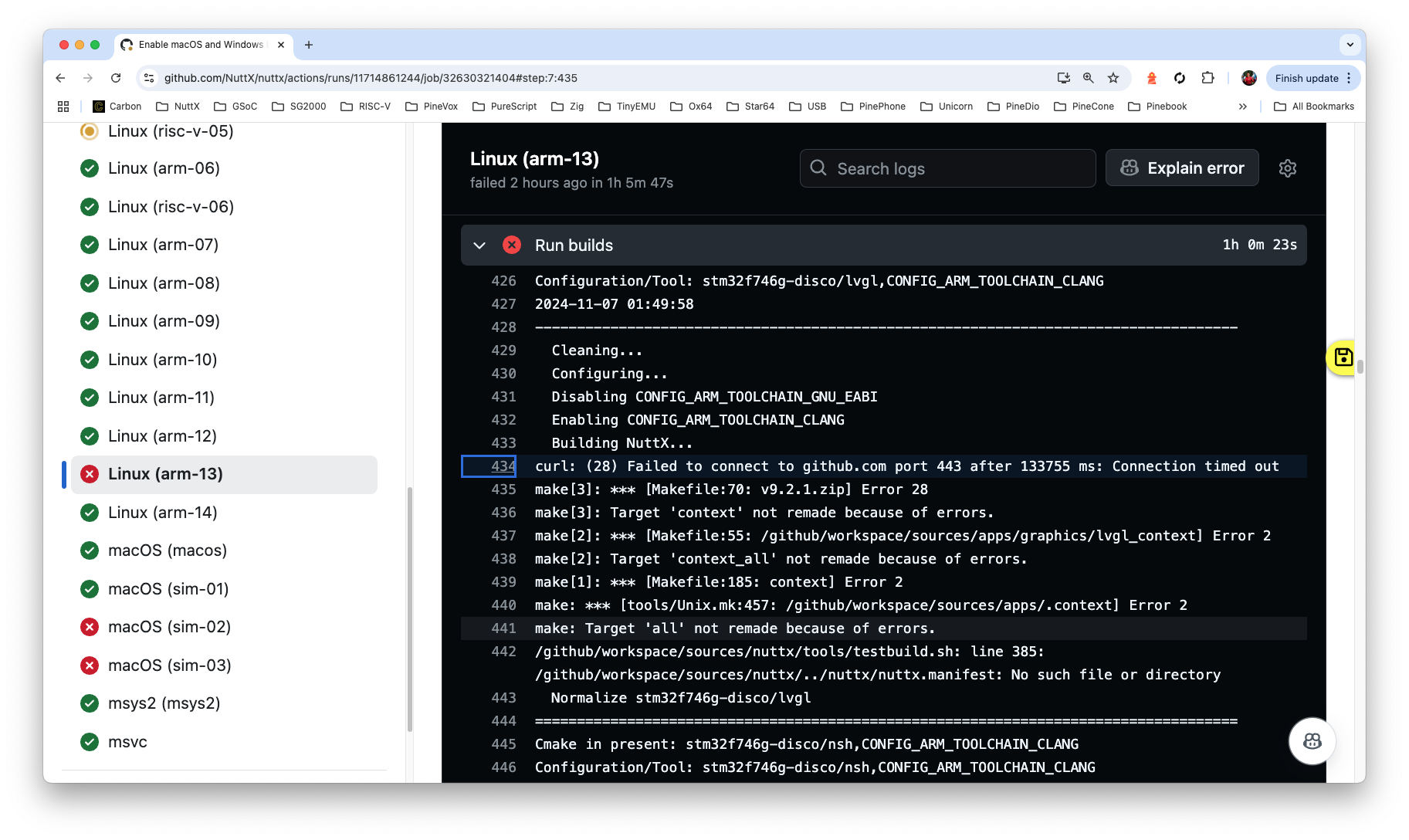 Network Timeout at GitHub