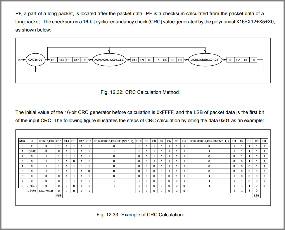 MIPI DSI Cyclic Redundancy Check (Page 210)