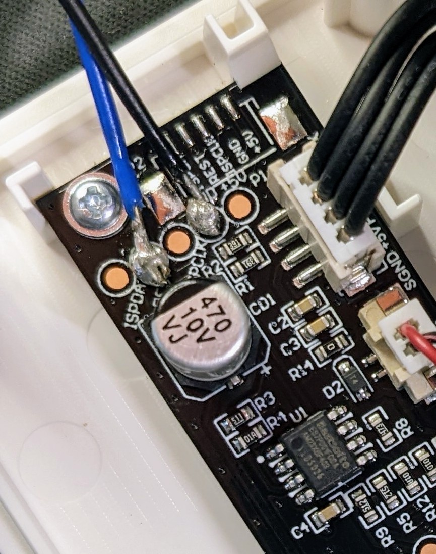 UART Port soldered to IKEA VINDRIKTNING Air Quality Sensor