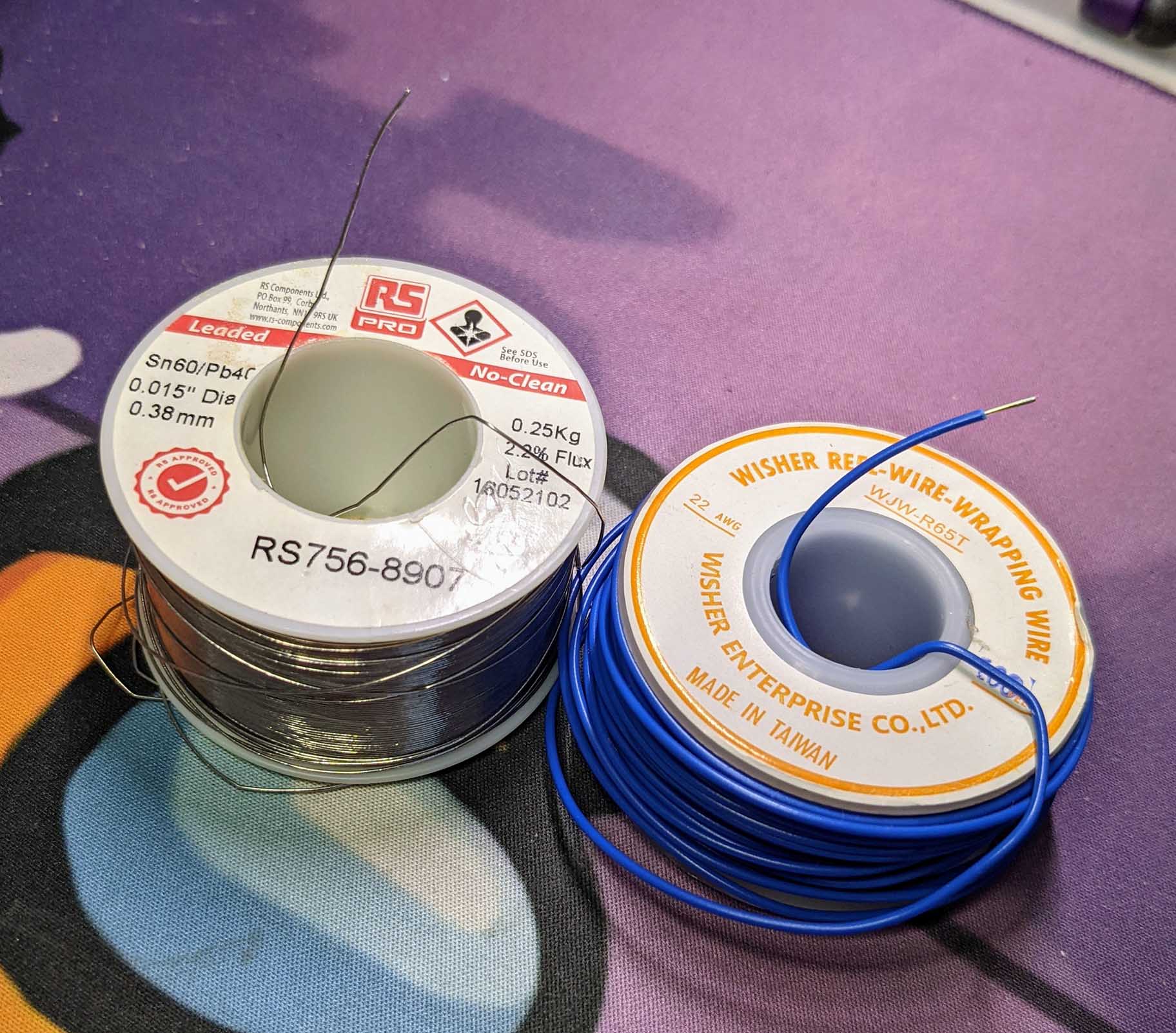 Very Fine Solder Wire (0.38 mm diameter) and 22 AWG Solid Core Wire