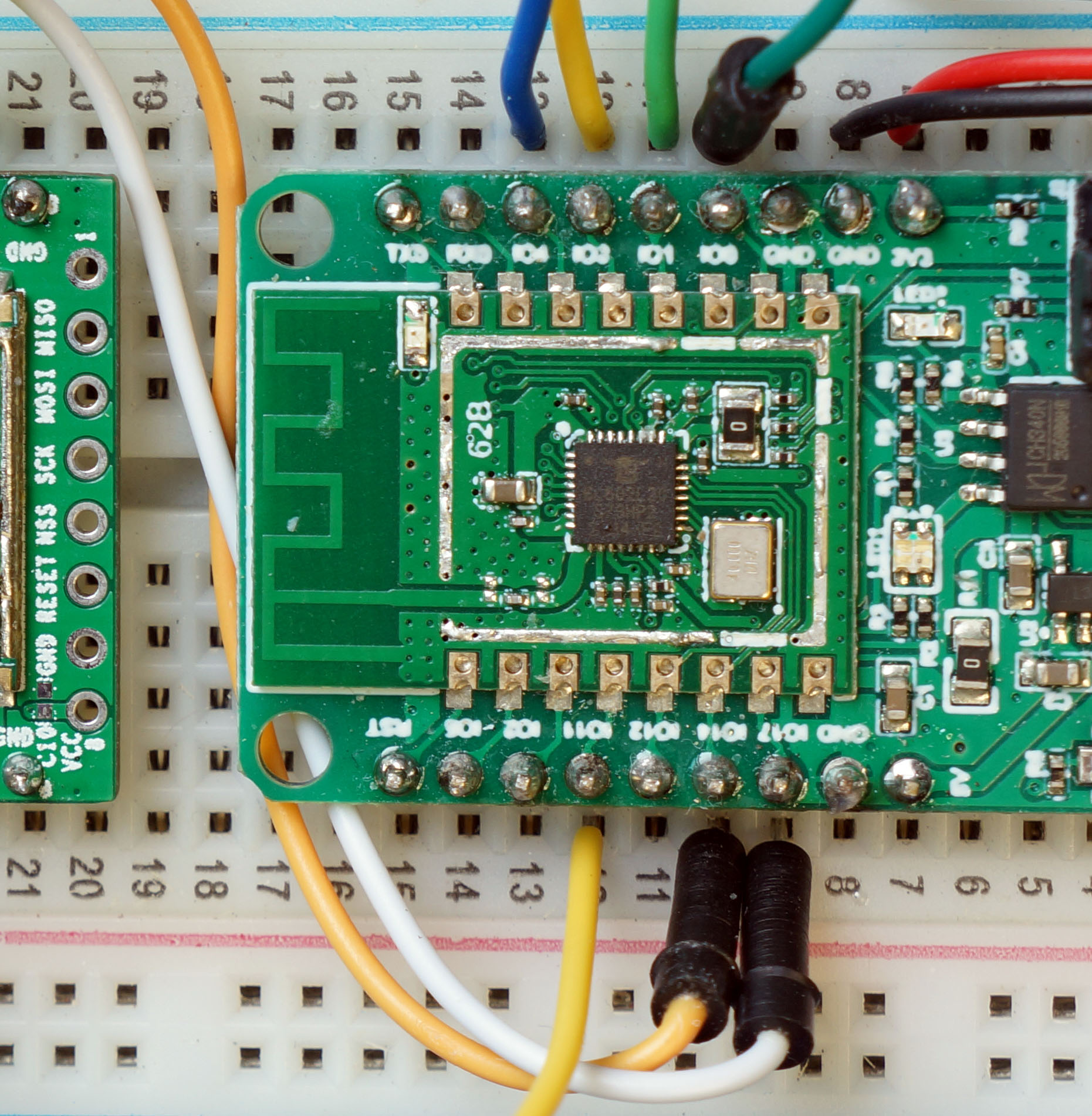 PineCone BL602 RISC-V Board connected to Pine64 RFM90 LoRa Module
