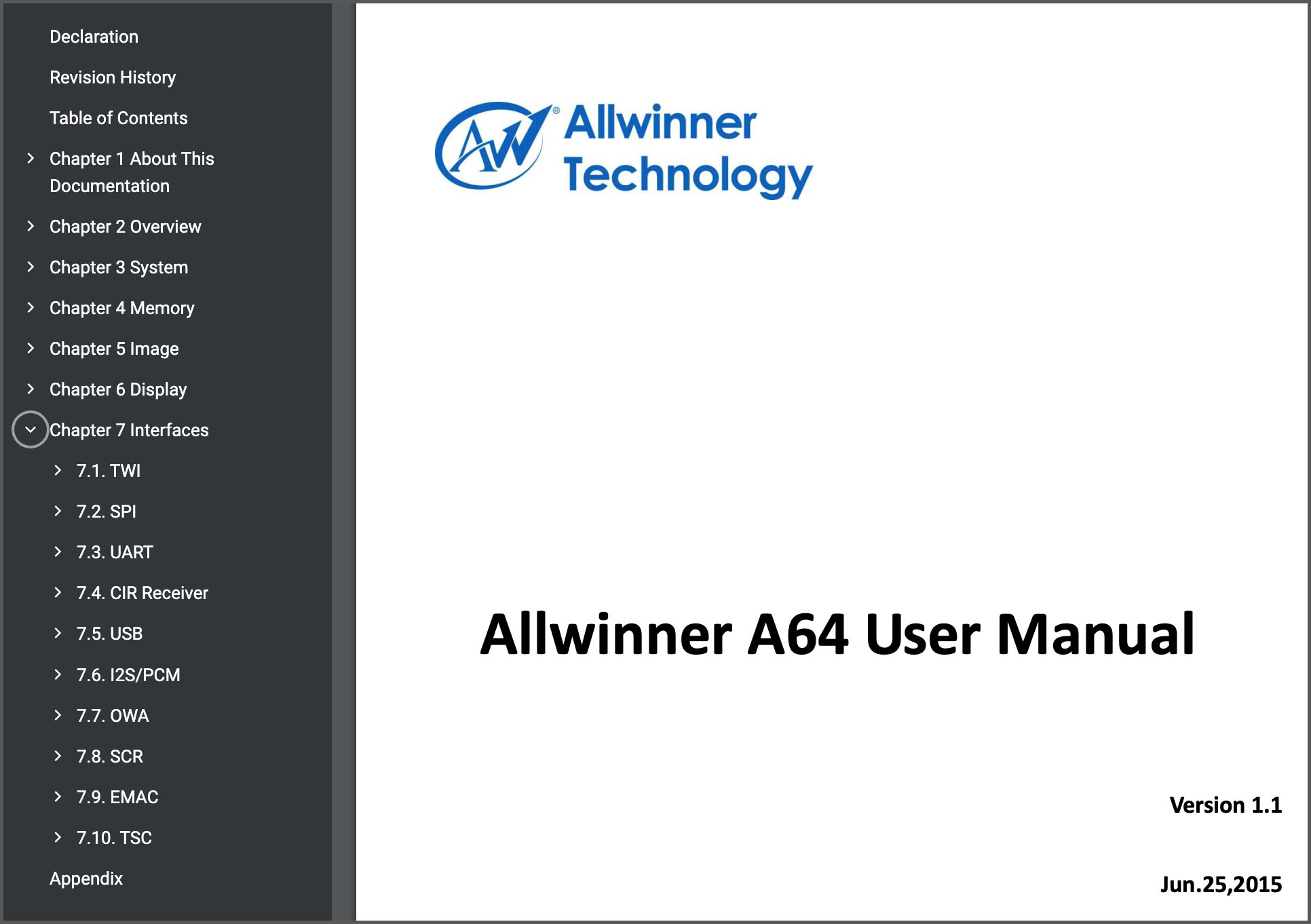 Allwinner A64 SoC User Manual